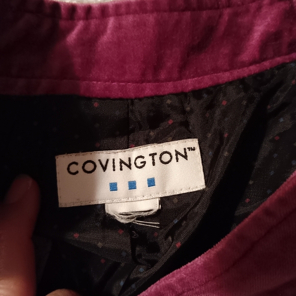 Covington~Vintage Purple Magenta Button Down Velvet Utility Jacket - Picture 9 of 13